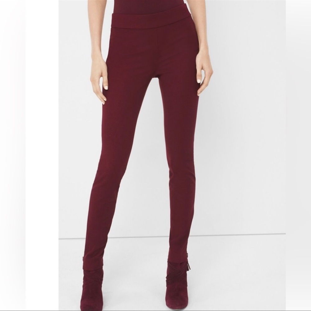 WHBM Premium Bi-Stretch Woven Leggings, Dark Burgundy | Sz 2